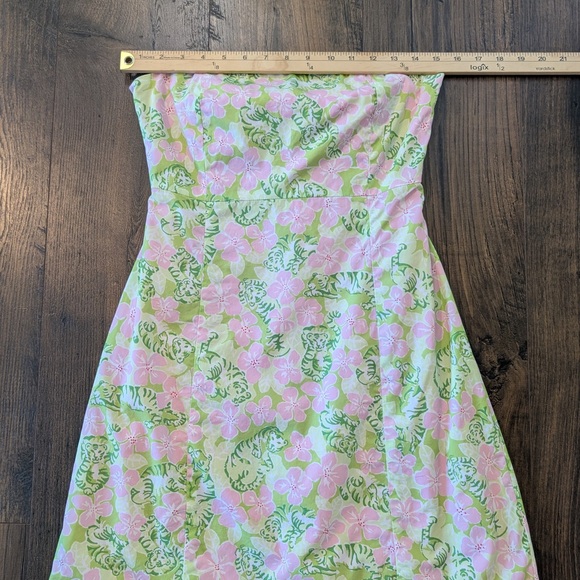Vintage Lilly Pultizer Sabrina Tiger Floral Strapless Dress Size 4 - Picture 6 of 7